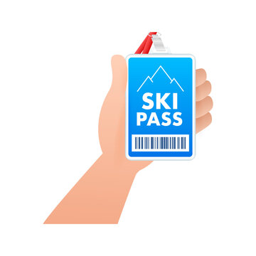 Ski-pass. ski lift ticket. Mountain background vector. Isolated flat vector illustration