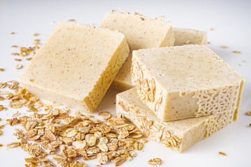 handmade soap on a white acrylic background