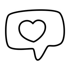 Red social media bubble shape with like heart