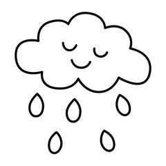 Cute cartoon kawaii cloud with rain