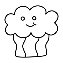 Rainbow and smiling clouds icon cartoon style