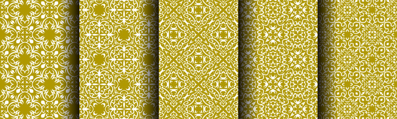 ethnic gold abstract seamless pattern set bundle