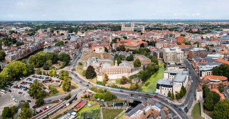 Aerial landscape view of York cityscape skyline