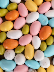 Colorful chocolate candies and Pebblestone chocolate