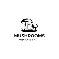 mushroom badge logo symbol illustration design template