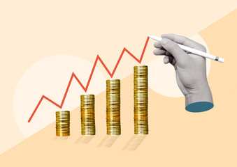 Finance performance of return on investment ROI. business profit growth, sales growth margin...