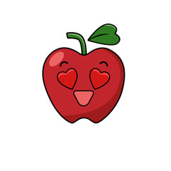 Vector collection of cute Apple. Funny fruit characters isolated on white background, Cute and funny fruit set vector illustration. fall in love emoji, emoticons. vector