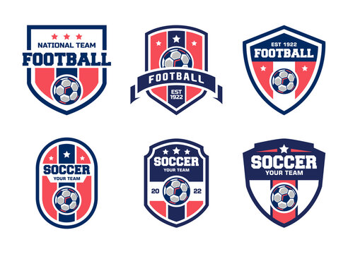Soccer football logo, emblem collections, designs templates. Set of football logos
