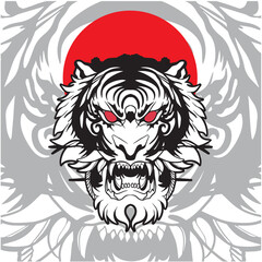 Tiger anger. Vector illustration of a tiger head.