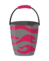 Bucket. Bail vector cartoon icon or pail with handle. Plastic household equipment. Cleaning container