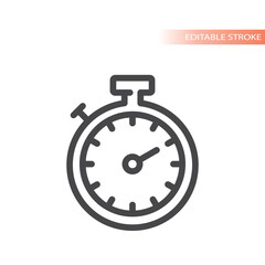 Stopwatch clock line vector icon. Timer or chronometer outlined symbol.
