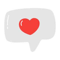Red social media bubble shape with like heart
