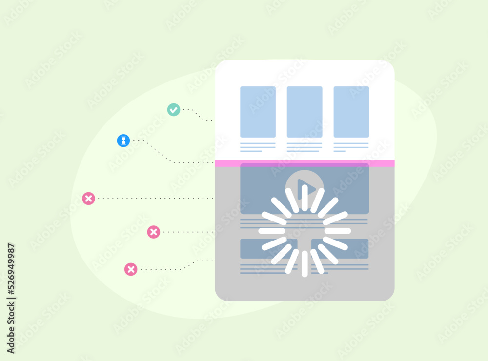 Poster the process of indexing an online web page by a search engine crawler bot. scanning the site in part
