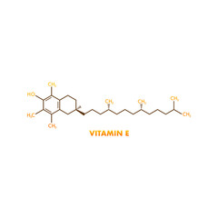 Molecule tocopherol. Vitamin E. Icon for medical design.