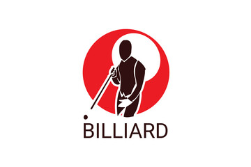 billiard sport vector line icon. playing billiard. sport pictogram, vector illustration.
