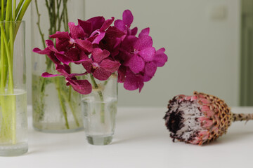 flowers in vases in a flower shop