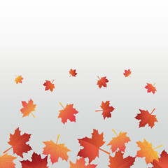 Autumn fall. Red and yellow gradient leaves on white background. Seasonal design template. Vector illustration.