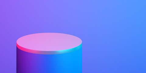 3d product podium mock up for presentation, colorful neon light background