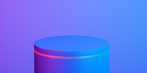 3d product podium mock up for presentation, colorful neon light background
