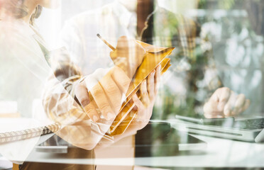 Portrait of Starting small businesses SME owners, two Asian woman check online orders Selling products working with boxs freelance work at home office, sme business online small medium enterprise