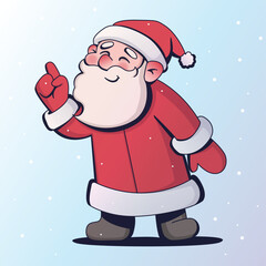 Santa Claus is kind, showing a finger.
Father Christmas in a red coat laughs. Father Christmas smiling.

