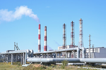 smoke, pollution, chimney, sky, industry, factory, pipe, industrial, steam, blue, environment, smog, air, power, ecology, stack, white, energy, smokestack, gas, plant, fuel, global, toxic, fumes