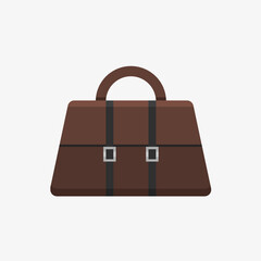 travel leather tote bag flat design on white background