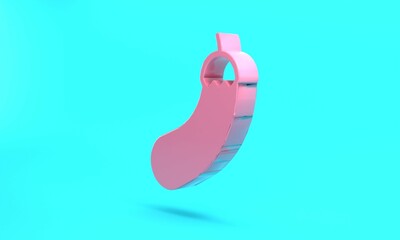 Pink Eggplant icon isolated on turquoise blue background. Minimalism concept. 3D render illustration
