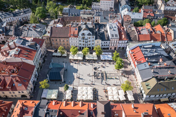 Fototapeta na wymiar Drone photo of Main Square of Old Town of Bielsko-Biala, Poland