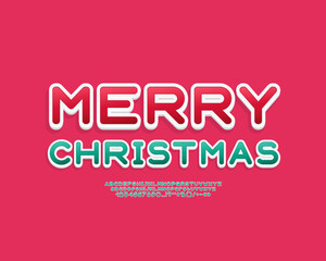 Holiday poster Merry Christmas with 3d font green and red colors