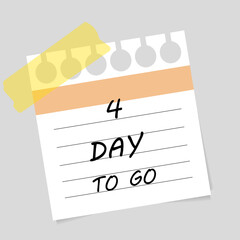 Vector illustration. Deadline, calendar, notebook, time management. 4 days left