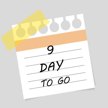 Vector illustration. Deadline, calendar, notebook, time management. 9days left