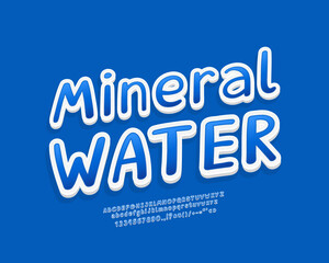 Creative emblem Mineral Water with 3d blue italic font