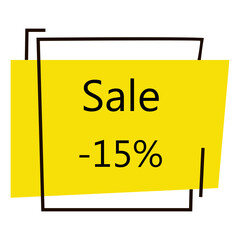 Vector illustration. Sale discount -15%, Promotion, Black Friday. Illustration for shop, supermarket, business