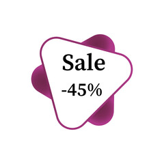 Vector illustration. Sale discount -45%, Promotion, Black Friday. Illustration for shop, supermarket, business