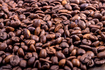 Texture of coffee beans. Pattern. International Coffee Day concept. October 1st.