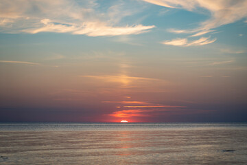 Sunset over the calm Baltic Sea, Tuja, Latvia.