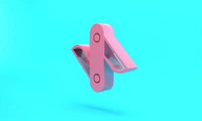 Pink Swiss army knife icon isolated on turquoise blue background. Multi-tool, multipurpose penknife. Multifunctional tool. Minimalism concept. 3D render illustration