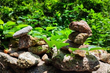 Fototapeta na wymiar zen. Buddhist traditions. stones in the mountains