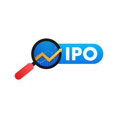 Vector IPO initial public offering concept in flat style - investment and strategy icons. Vector illustration