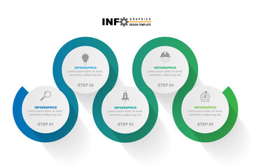 vector infographic circle design template with 5 options or steps.