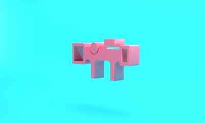 Pink Sniper optical sight icon isolated on turquoise blue background. Sniper scope crosshairs. Minimalism concept. 3D render illustration