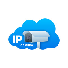 Ip camera in flat style. 3d vector icon. Online social network. Vector logo