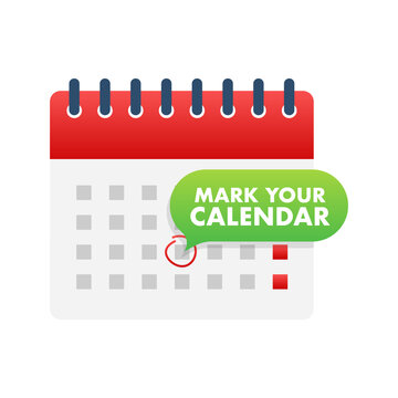 Mark your calendar for landing page design. Calendar reminder. Check mark icon