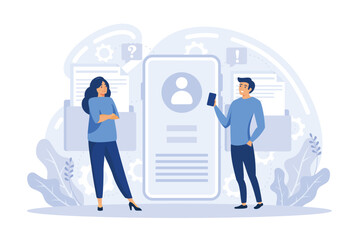 Enter login and password. Registration page on screen. Sign in to your account creative metaphor. Login page. Mobile app with user page. flat vector illustration