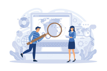 Information storage infrastructure abstract concept vector illustration set. Big data architecture, big data visualization, data entry services, business intelligence, outsource flat vector illustrati