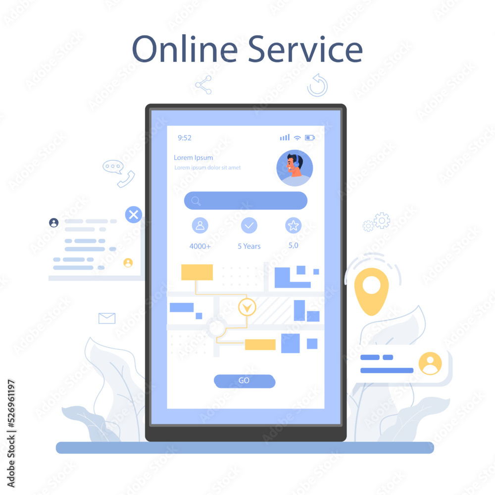 Poster call center operator online service or platform. technical support