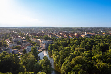 Kalisz city aerial view of Old Town