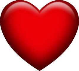 Red heart in PNG transparent background file
