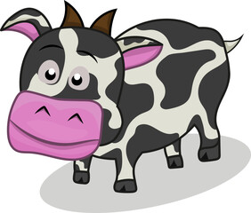 vector illustration of a cute cow on isolated background